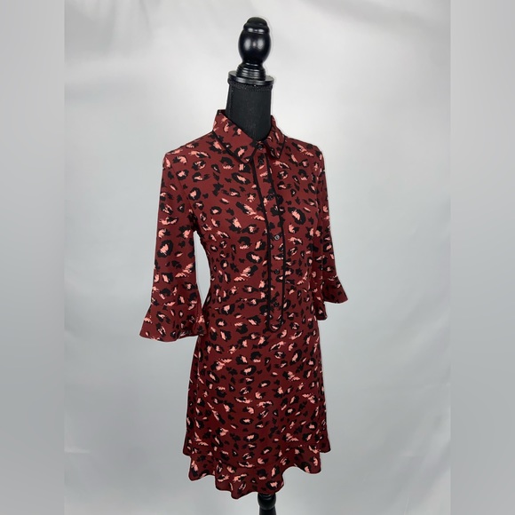 Dress Leopard Print Primark Burgundy & Pink Size 6 - Picture 2 of 8